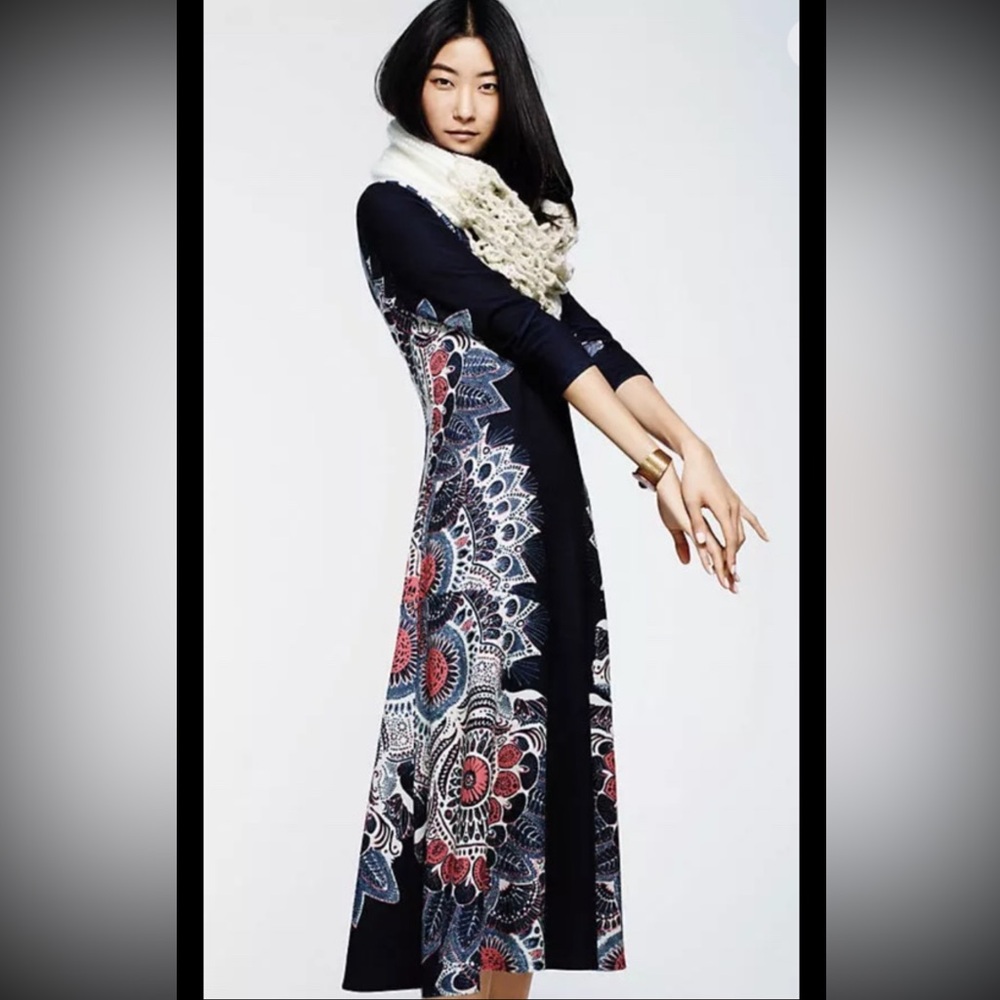 MAEVE Anthropologie Sweater Dress EIRA Boho Midi Scoop Navy Blue